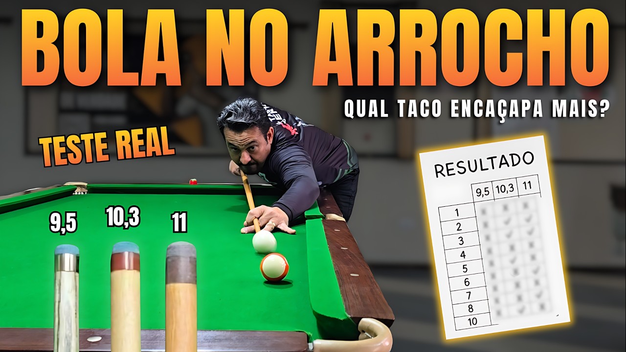 Taco de sinuca fino ou mais grosso? qual mata mais bola no arrocho? 9.5 vs 10.3 vs 11mm