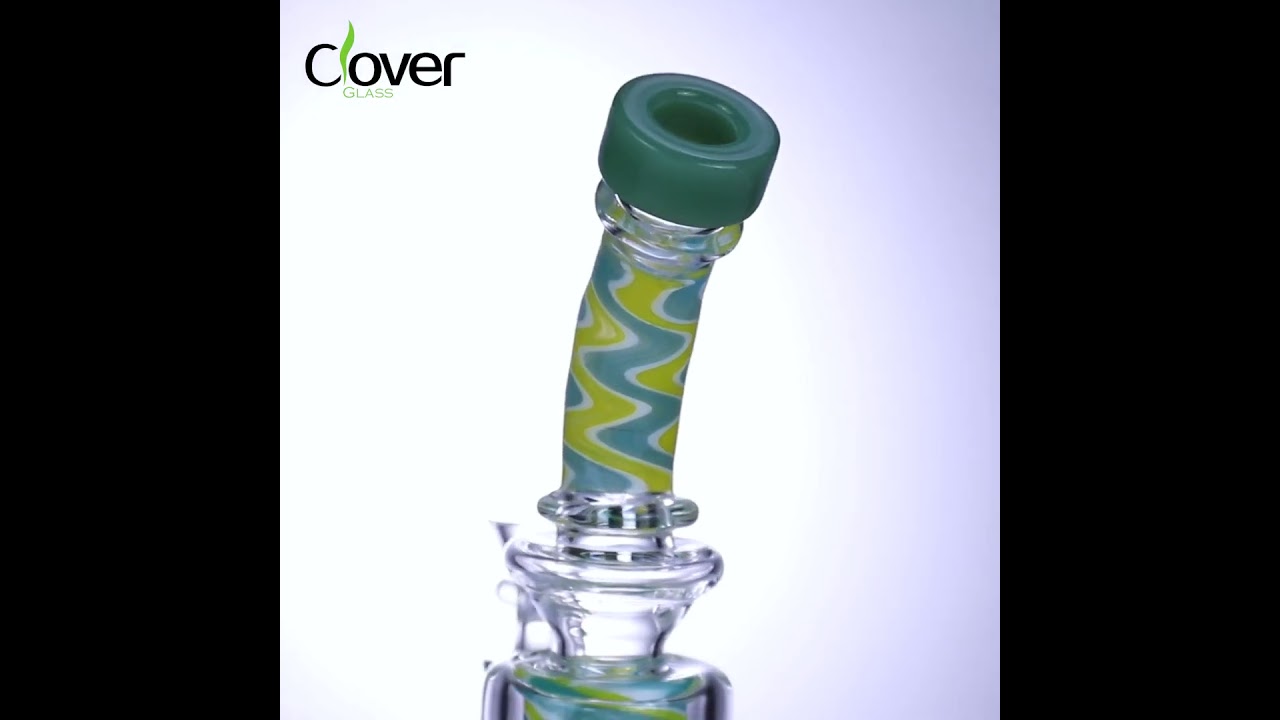 8.7-Inch Curved Neck Glass Rig WPE-330 with 14mm Female Joint and Swirled Color Design