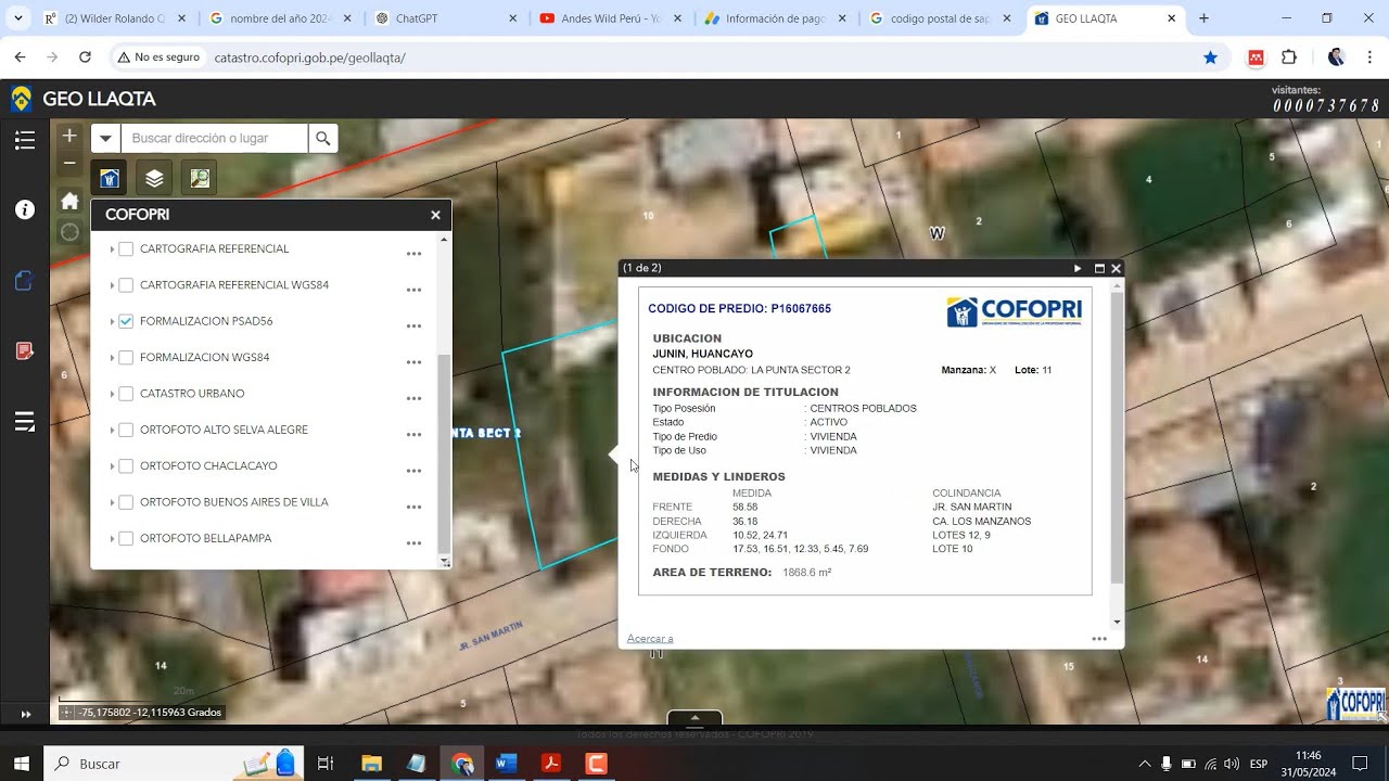 Como ver lotes de COFOPRI y límites de las Comunidades Campesinas del Perú