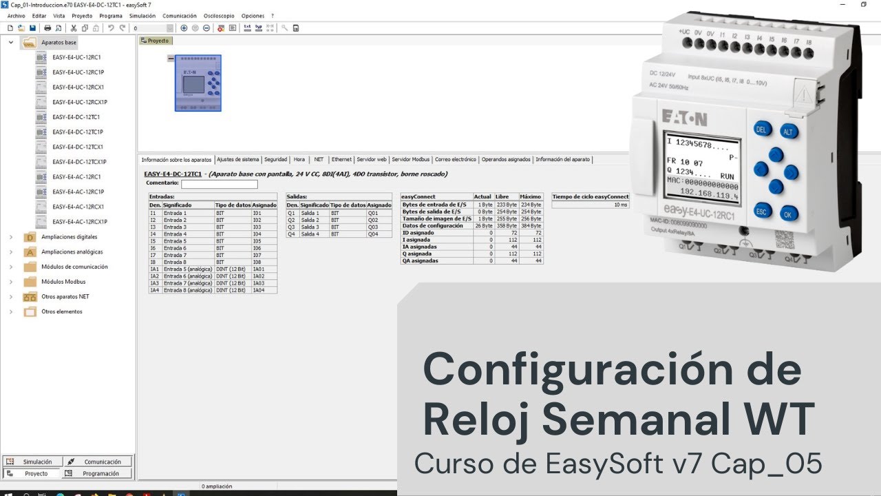 ⚡ Curso de easySoft v7 Cap_05 Configuraci&oacute;n de Reloj Semanal WT para iluminaci&oacute;n o sistema riego