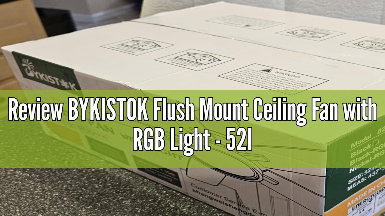 Review BYKISTOK Flush Mount Ceiling Fan with RGB Light - 52In Black Ceiling Fan Light with Reversibl