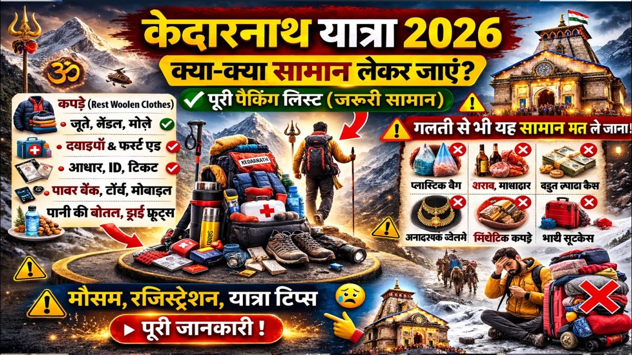 केदारनाथ यात्रा 2026 | ये सामान गलती से भी मत ले जाना ❌ | जरूरी सामान लिस्ट