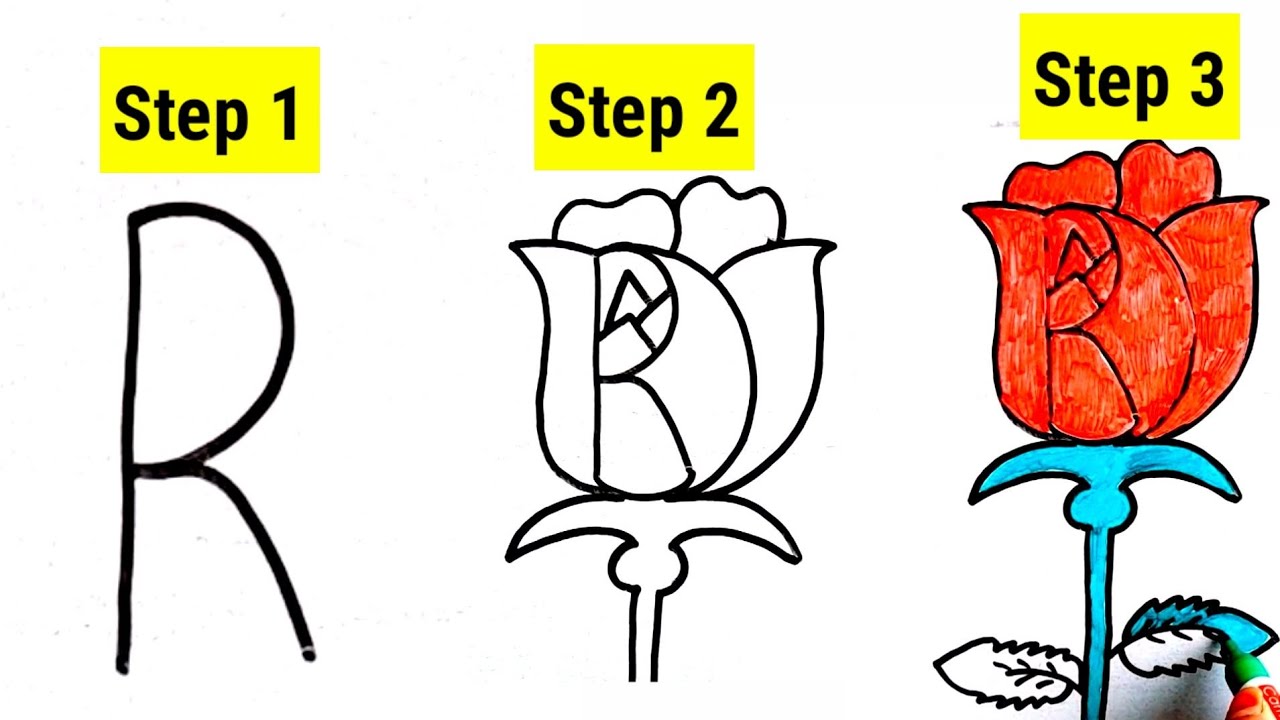 R for Rose Drawing