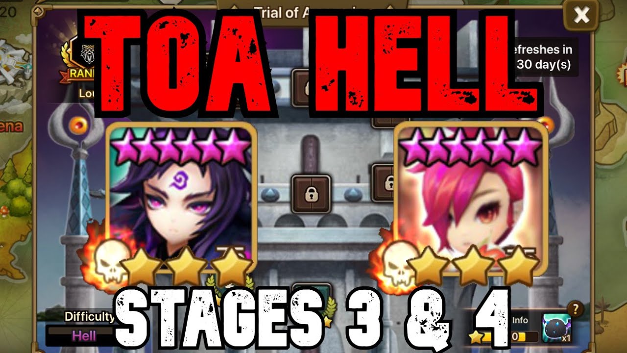 SUMMONERS WAR / TOA HELL STAGES 3 & 4 - MOOKWOL & ASTAR - MARCH OF 2021