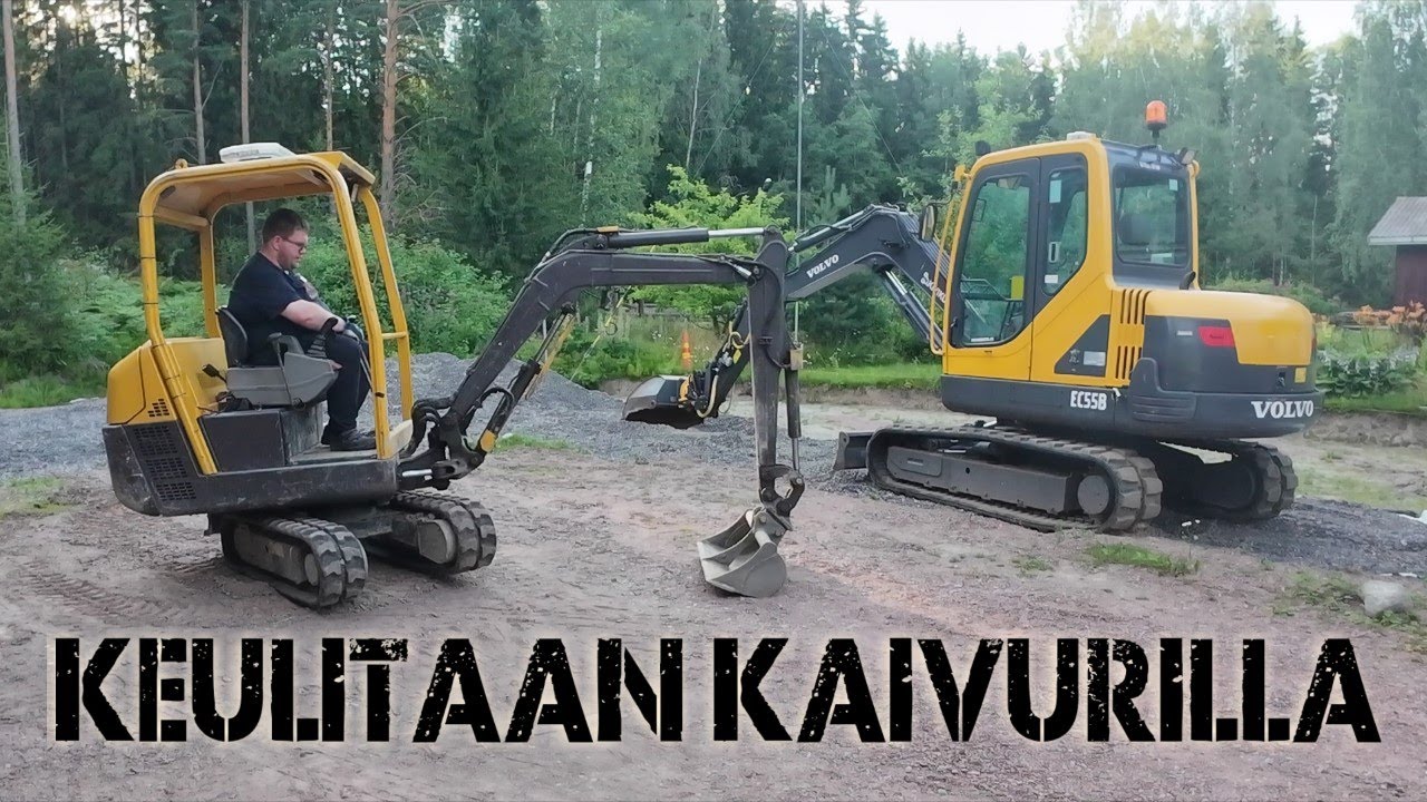 Keulitaan (mini)kaivurilla - kääntö puomilla avittaen
