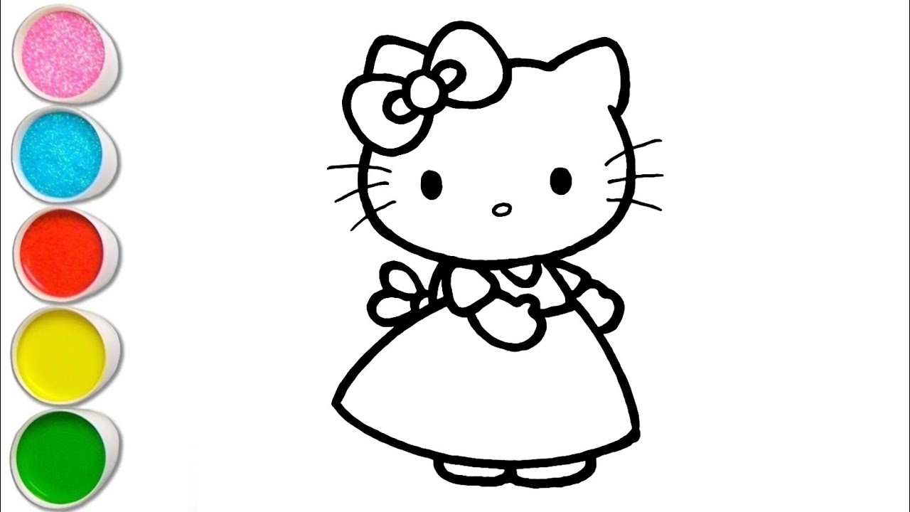 Cute Hello Kitty Drawing, Painting and Coloring For Kids and Toddlers_ How to Draw Hello Kitty