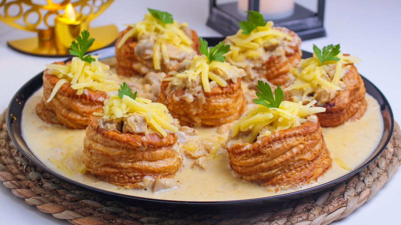 جربوهم بهذه الطريقة ما تزيدوش تبدلوهم 😍 فولوفون صلصة بيضاء بالجبن بنة ما تتشبعش 😋 Vol au vent