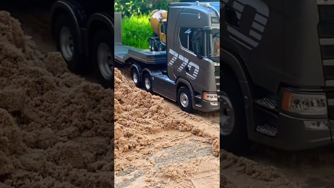 RC SCANIA LORRY HAULING! #fun #automobile #shorts #construction #truck #haul #work #toys 🚧🌴🎮🚜