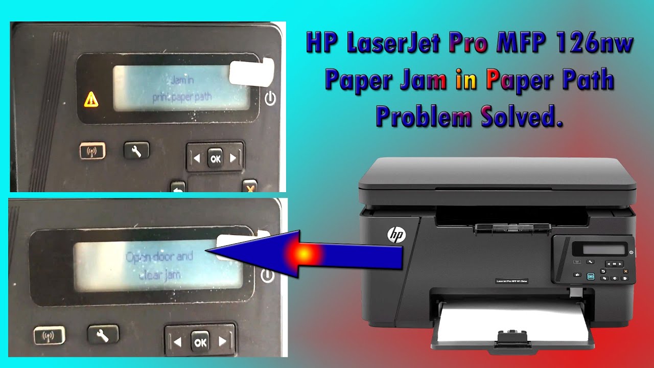 hp laserjet pro MFP 126nw paper jam in paper path problem solved