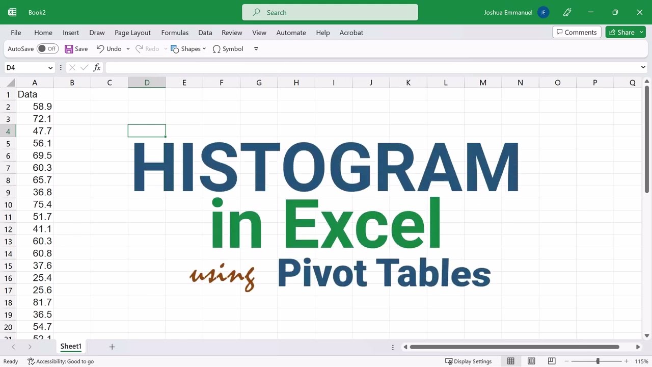 Histogram in Excel using Pivot Tables | Frequency Distribution | Quantitative raw data