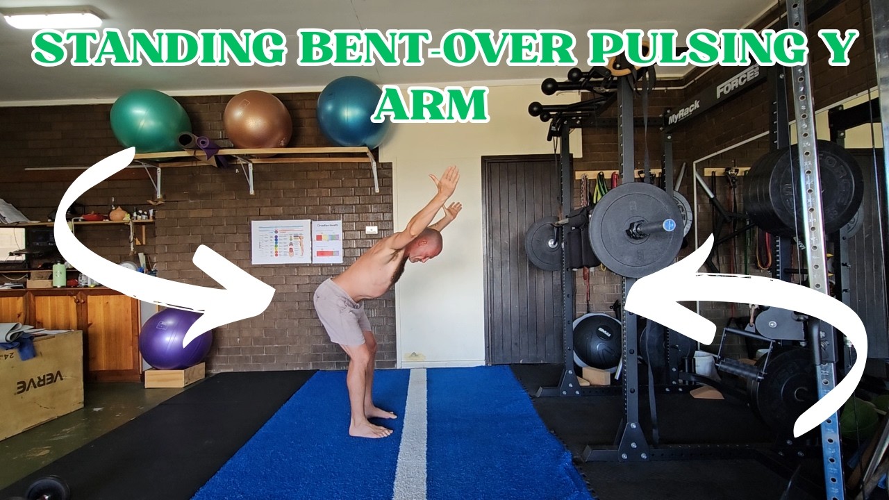Standing bent -over Pulsing Y arm position