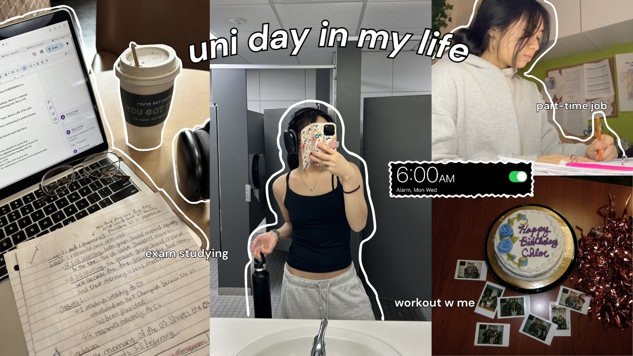 6AM COLLEGE DAY IN MY LIFE 💌🎧studying for an exam, working out, part-time job, friend gathering