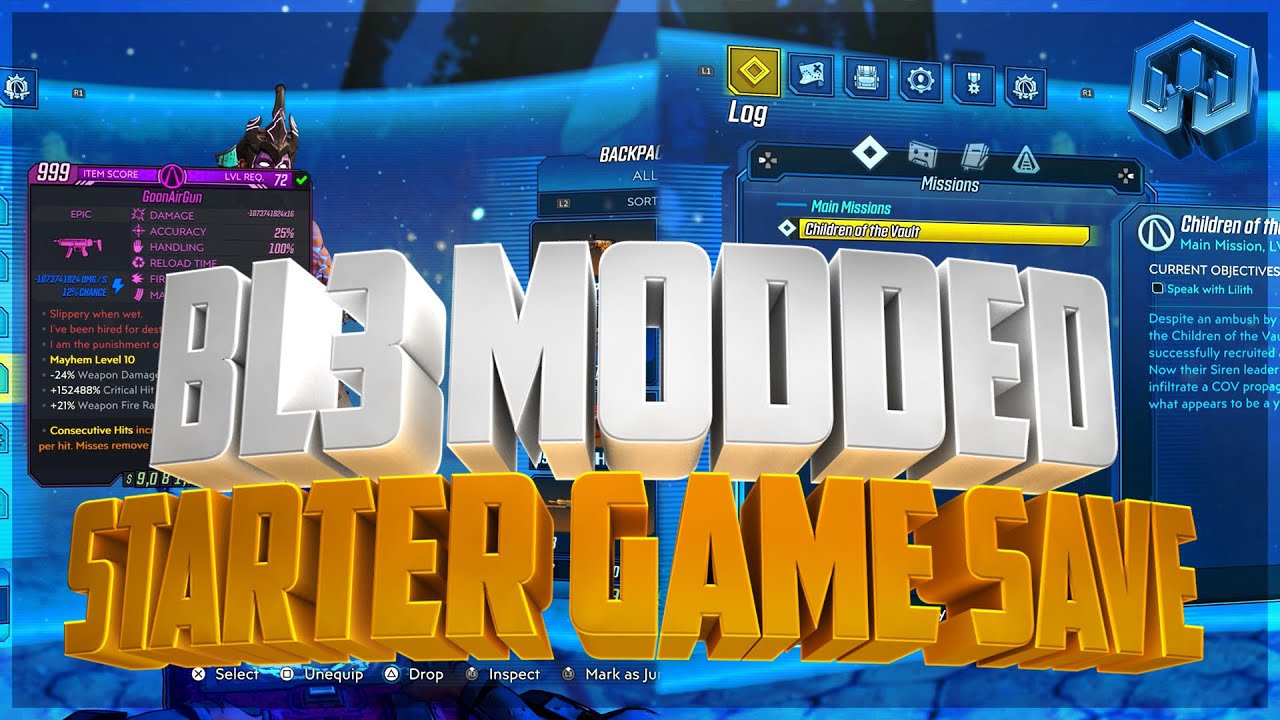 BORDERLANDS 3 - ULTIMATE MODDED STARTER GAME SAVE (GODMODE, SUPER SPEED & MORE) - PS5/PS4