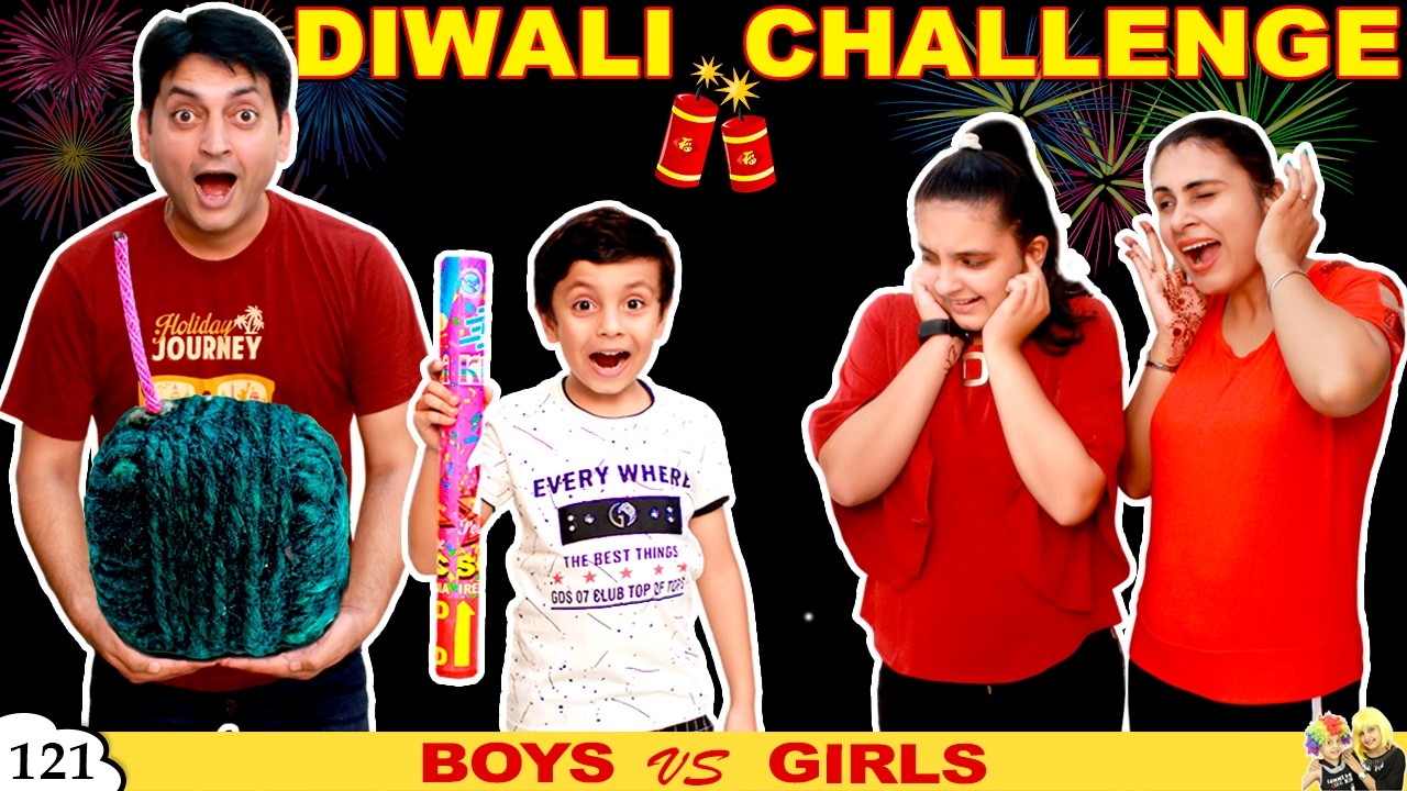 DIWALI CHALLENGE Girls vs Boys | Funny Family Green Crackers | Aayu and Pihu Show