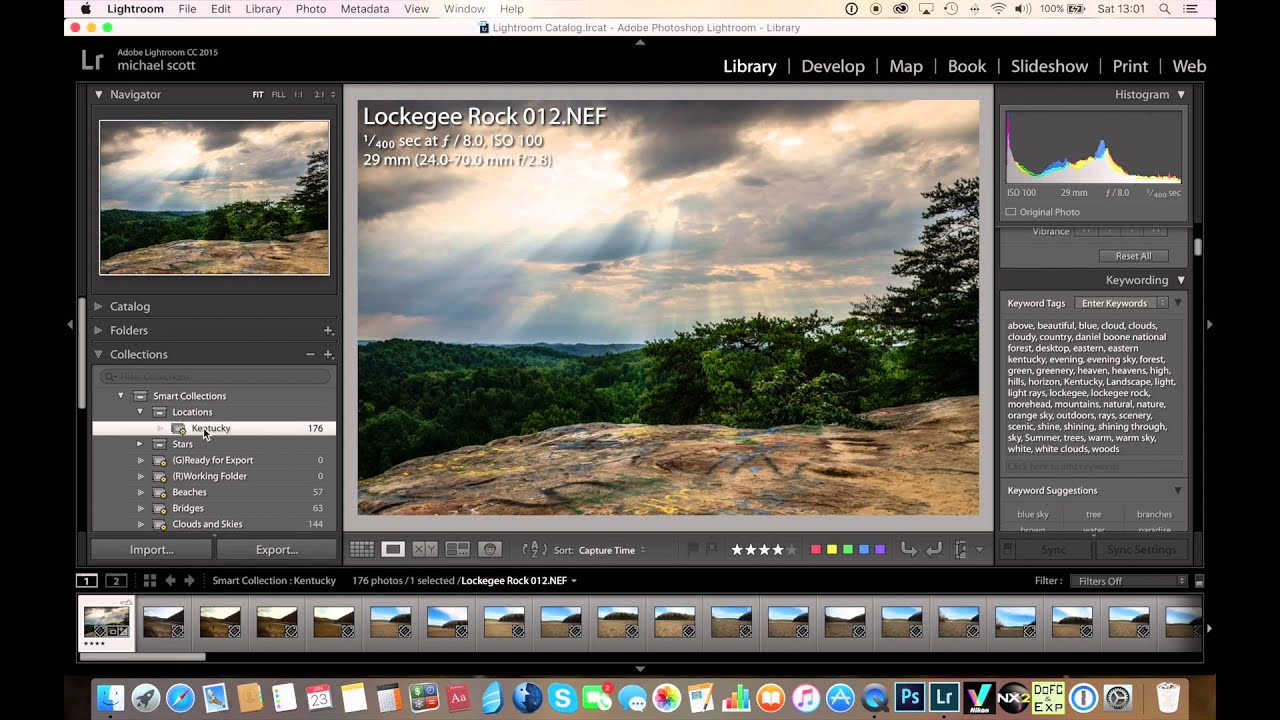 Working with smart collections in Lightroom cc with Keywords