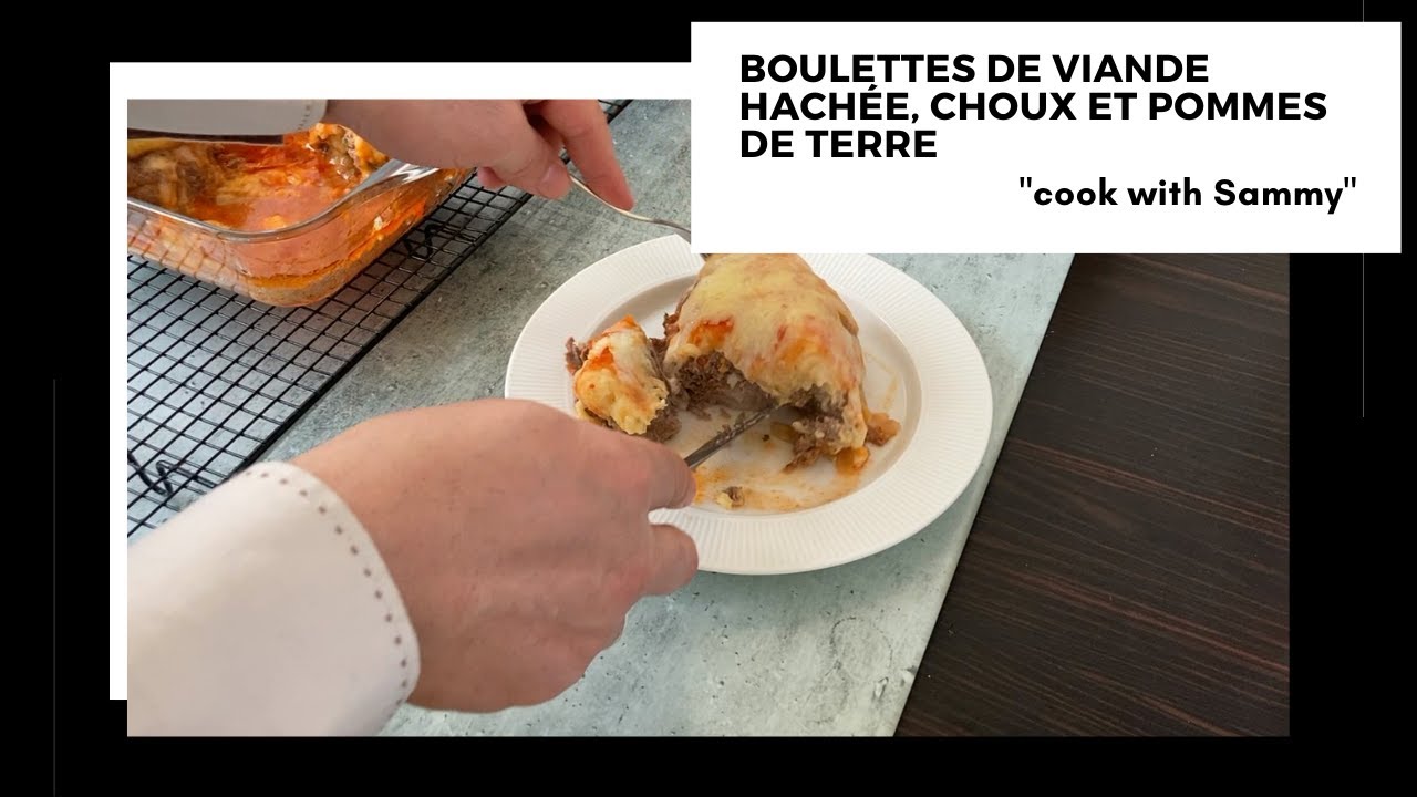 Recette délicieuse de boulettes de viande hachée, choux et pommes de terre