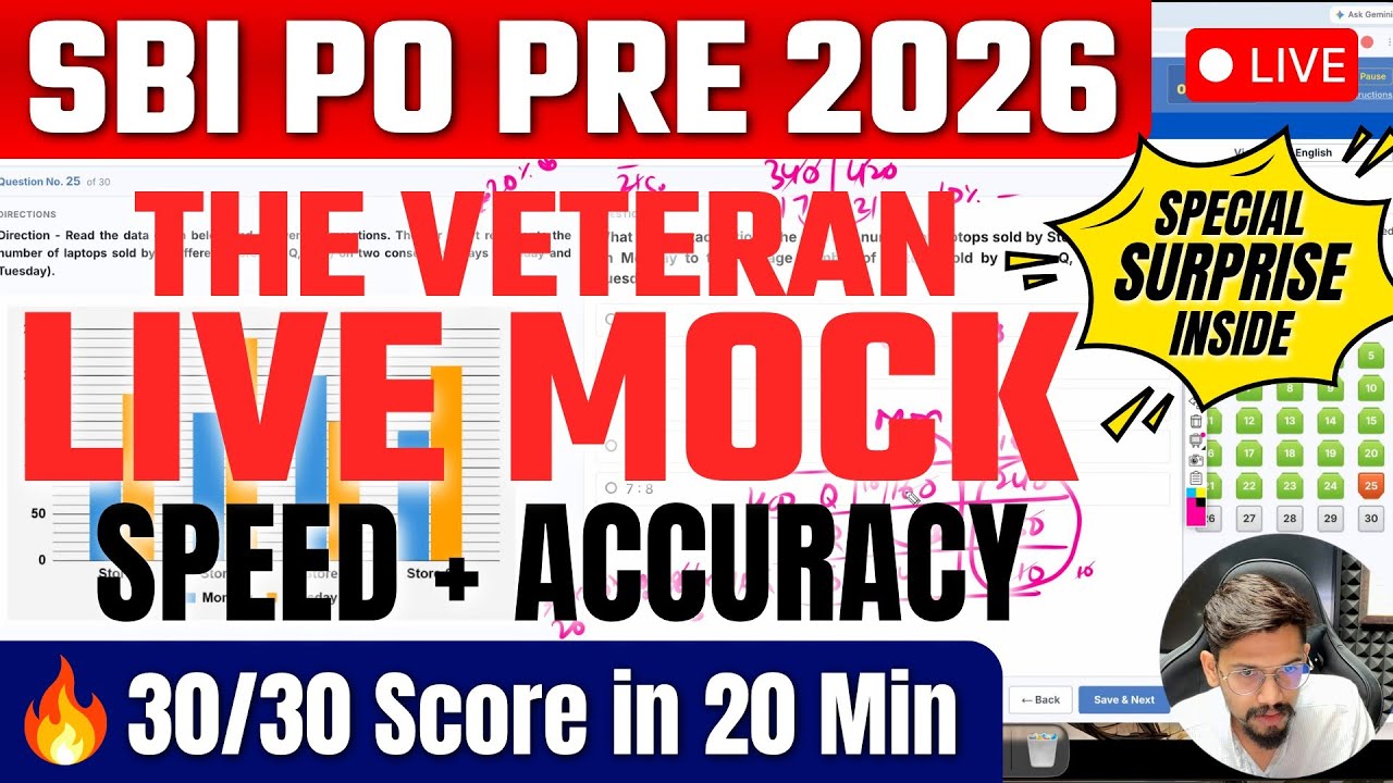 💌 Live Veteran Mock SBI PO Prelims | Learn the Smartest Approach | Yashraj Sir | Veteran