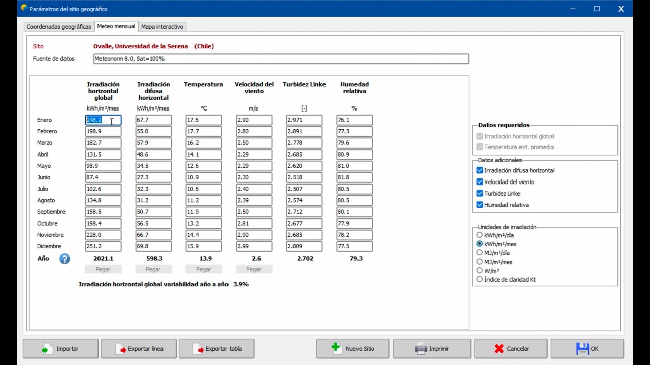 Utilización de la Base de Datos Meteorológica de PVsyst 7