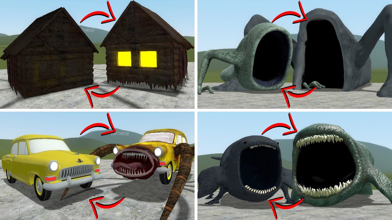 EVERYTHING TURNED INTO MONSTERS: HOUSE HEAD, SEA EATER, BLOOP VS ALL TREVOR HENDERSON BATTLE In GMOD