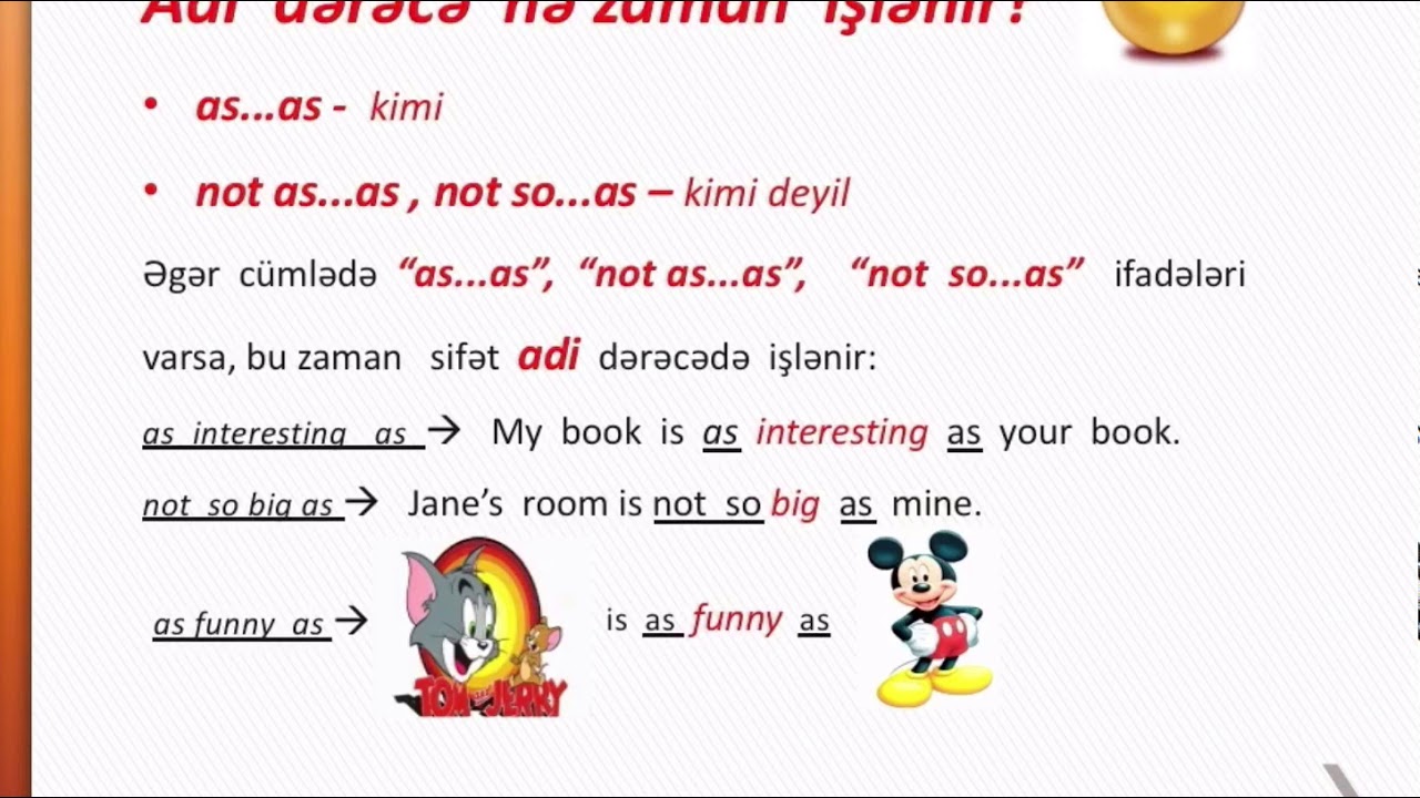The Adjective - Sifət  Degrees of the Adjective - Sifətin dərəcələri (izah)