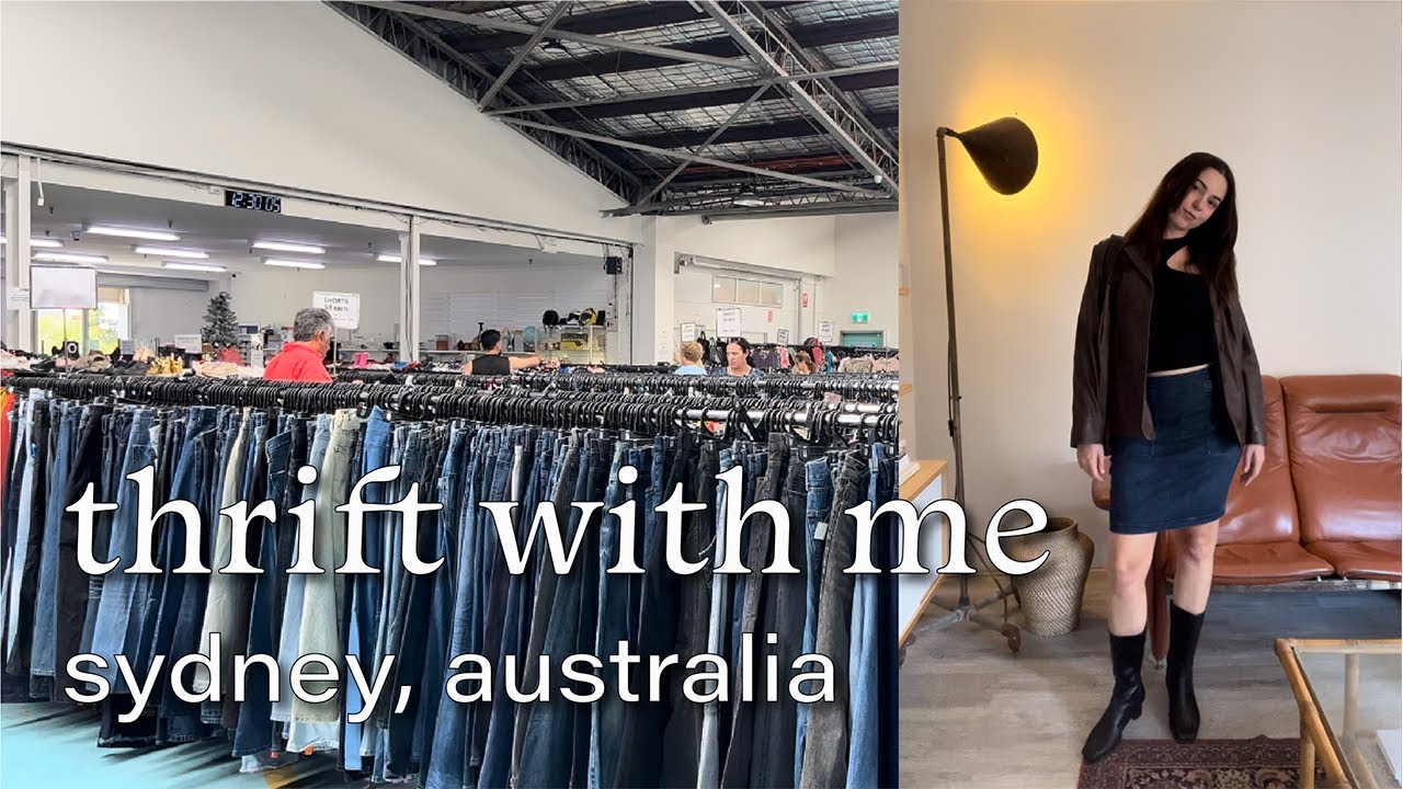 VLOG: thrifting at the massive U-Turn Vintage Australia warehouse, try ons, styling what I bought