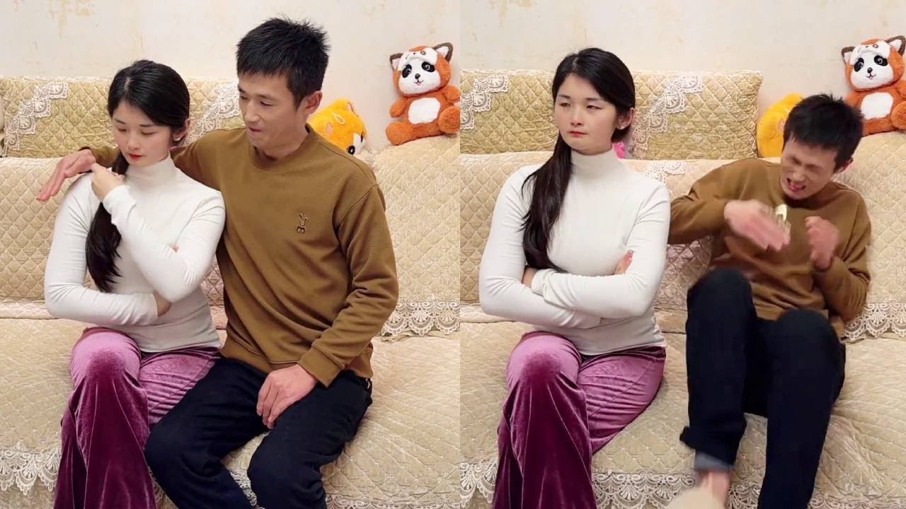 和老婆冷战之后，老公试探她消气没有，没想到直接被夹手指！【小词夫妻】