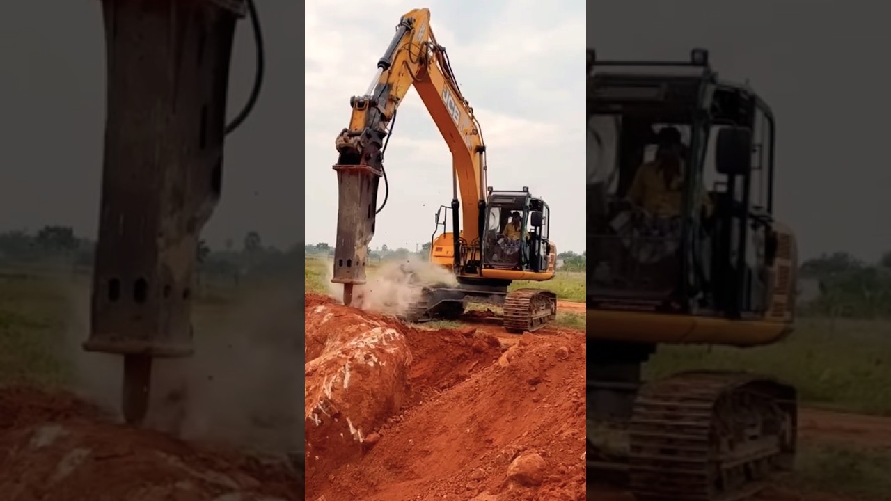 Rock 🪨 vs excavator #trending #jcb3dx #youtube #excavator #live #truck #dozers #jcb #dozer #dojer