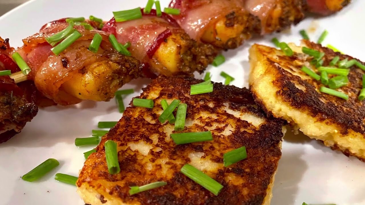 SMOKED BACON WRAPPED SHRIMP & FRIED GRITS!!! (Affiliate links in description!)