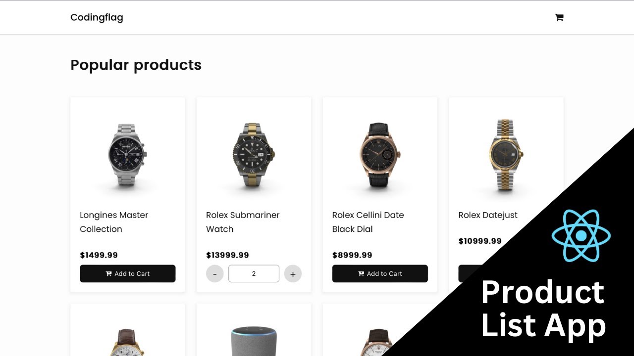 Design E-commerce Products List Page + Add to Cart Feature using React | HTML, CSS & JavaScript