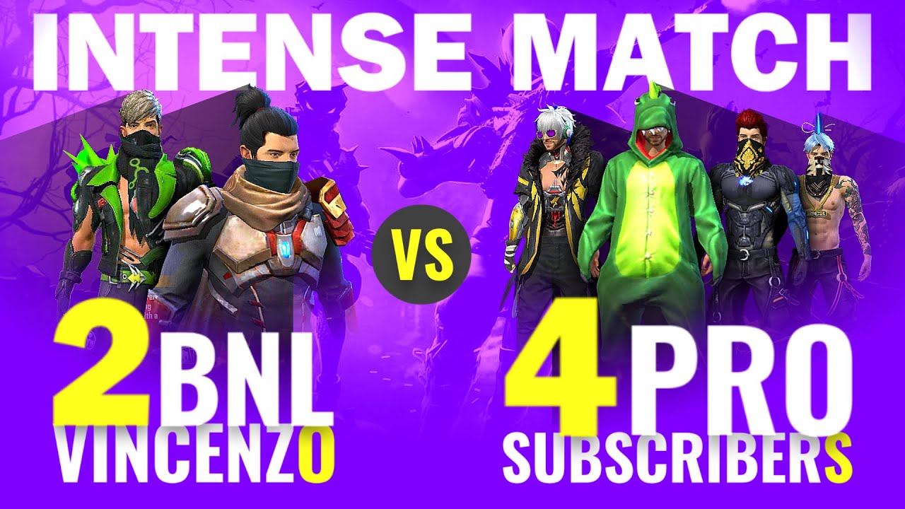 Vincenzo + BNL Vs Pro Subscribers || Free fire 2 Vs 4 Best match - Nonstop Gaming