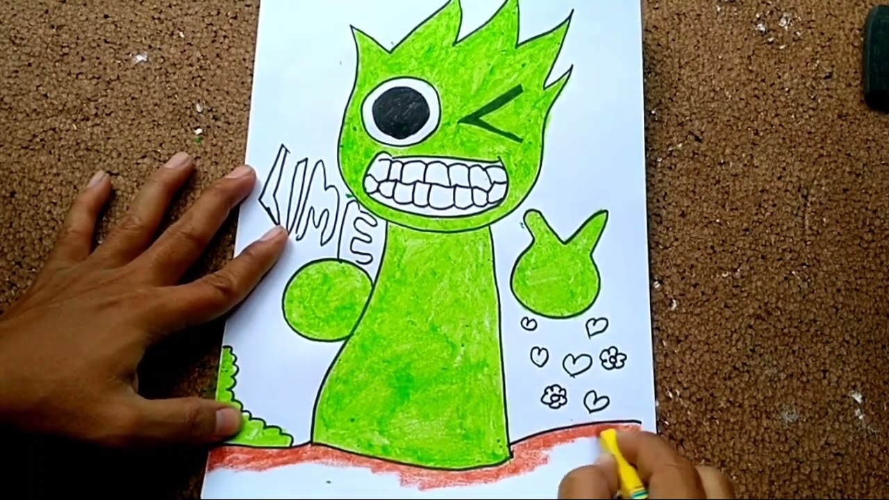 Easy ‼️ Drawing sprunki lime step by step 