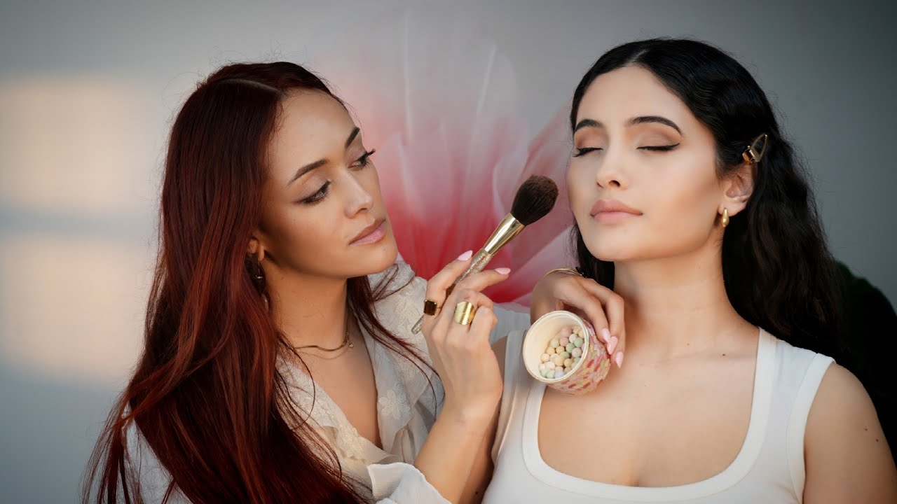 ASMR Natural Warm Peachy Bridal Makeup | Face Prep, Soft Glam, Hair Wax & Styling | Soft-Spoken