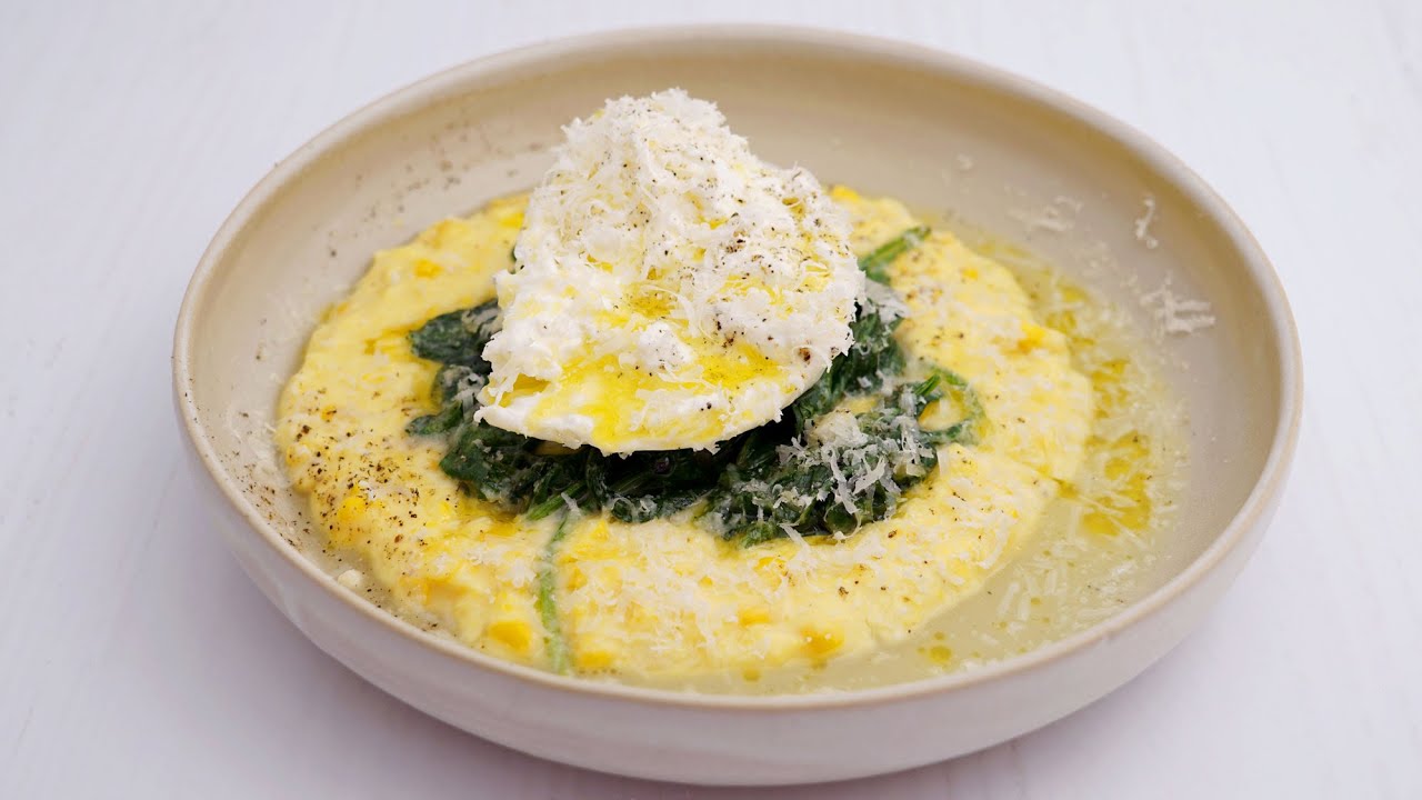 Polenta mit Blattspinat und Burrata mit Haya Molcho