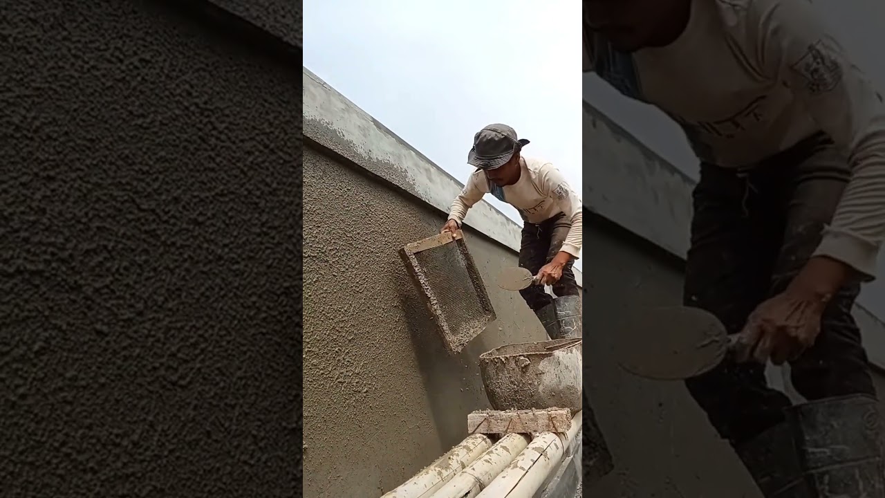 T&eacute;cnica para hacer texturizado en las paredes 👏🏡 #construction #skills #usa #mexico