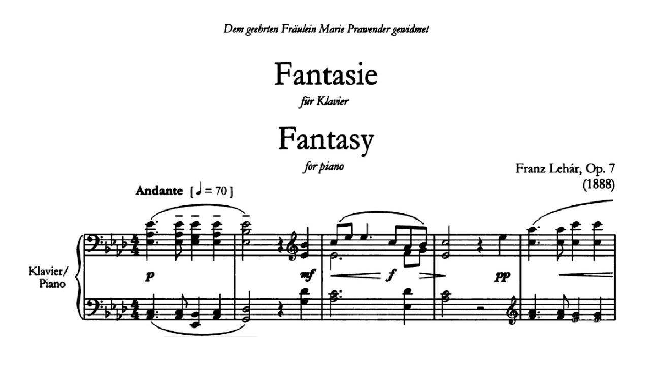 Franz Leh&aacute;r - Fantasie in A-flat major, Op. 7 [with score]