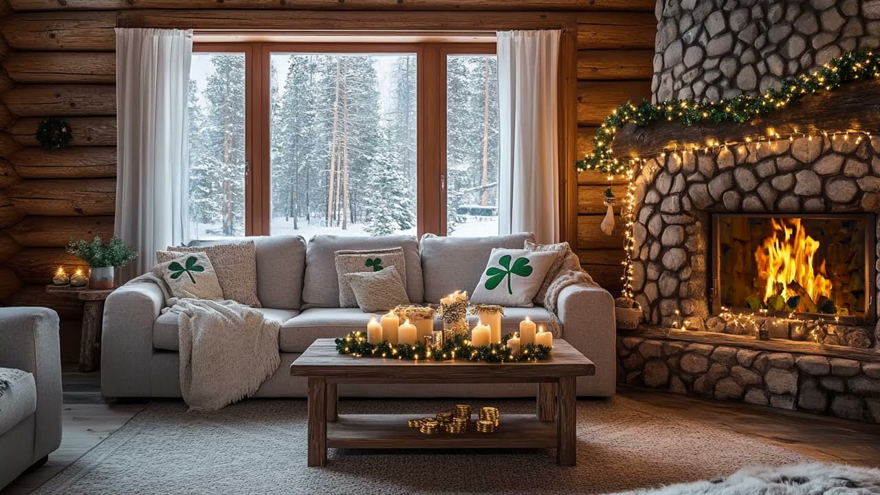 Winter Snow And Crackling Fire Sounds Flow Gently Creating A Calm Cozy Space