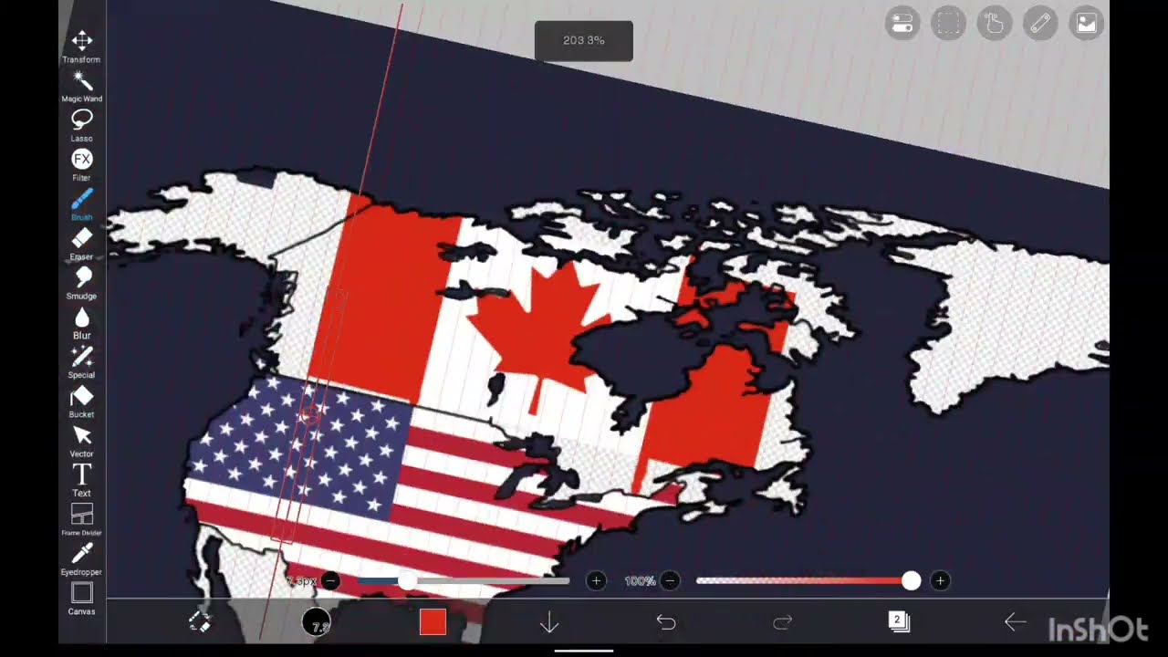 Flag map of North America using Ibispaint | Timelapse | By Karthik MS's Art World | #85.