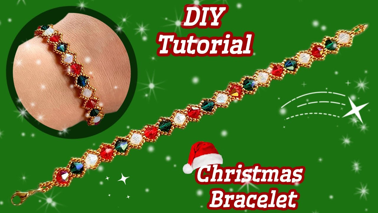 🎅Christmas bracelet/How to make easy crystal jewelry/Simple and elegant bracelet/Christmas gift idea