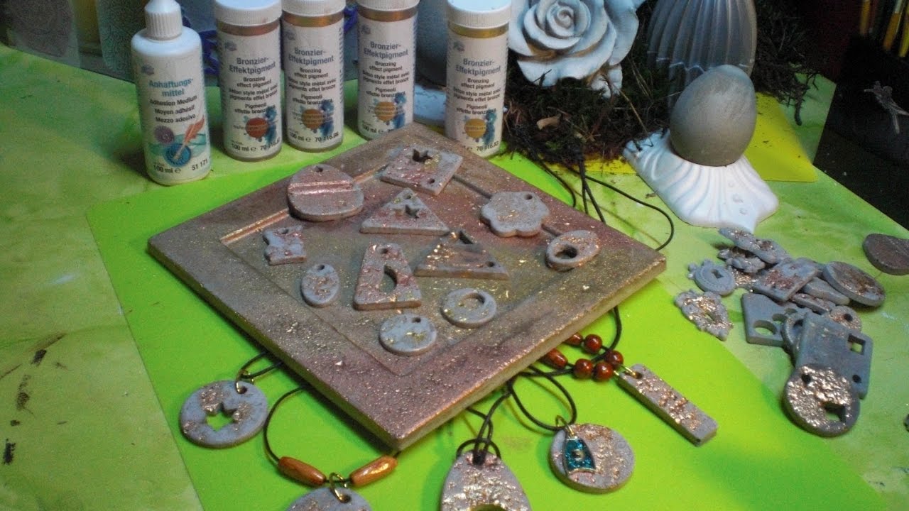 Schmuck aus Beton ganz leicht gemacht metallisch veredelt / Metallpigmente in Beton