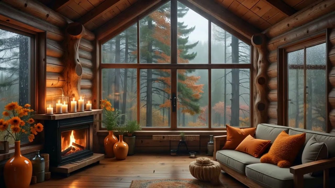 Cozy Autumn Night 🍁 Gentle Piano & Warm Fireplace Ambience