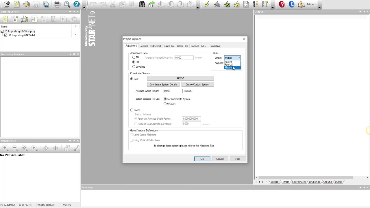 Least Squares Adjustment - STAR*NET Importing GNSS Baselines