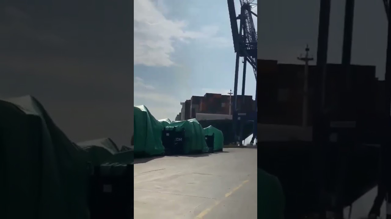 Terrible Accident in a Turkish port ,Ship collides with Shore cranes. #accident #collision #ships