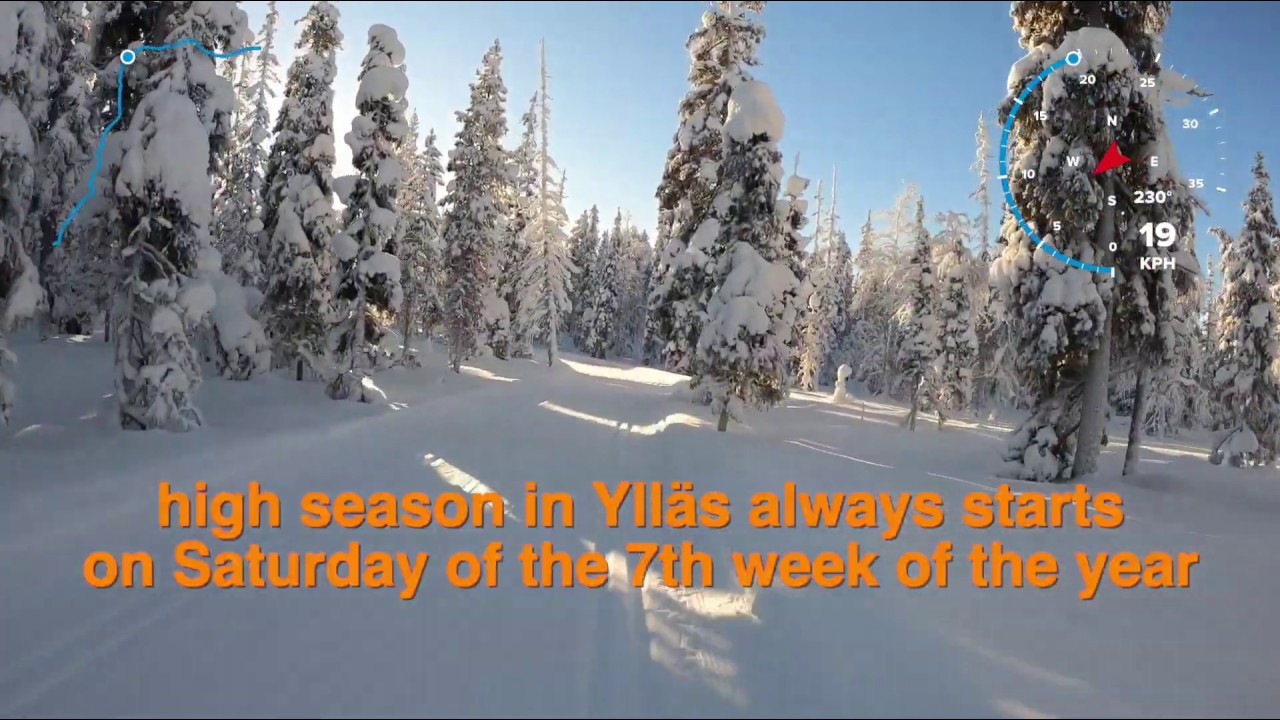 Long cross country ski descent downhill in Ylläs Lapland 2019