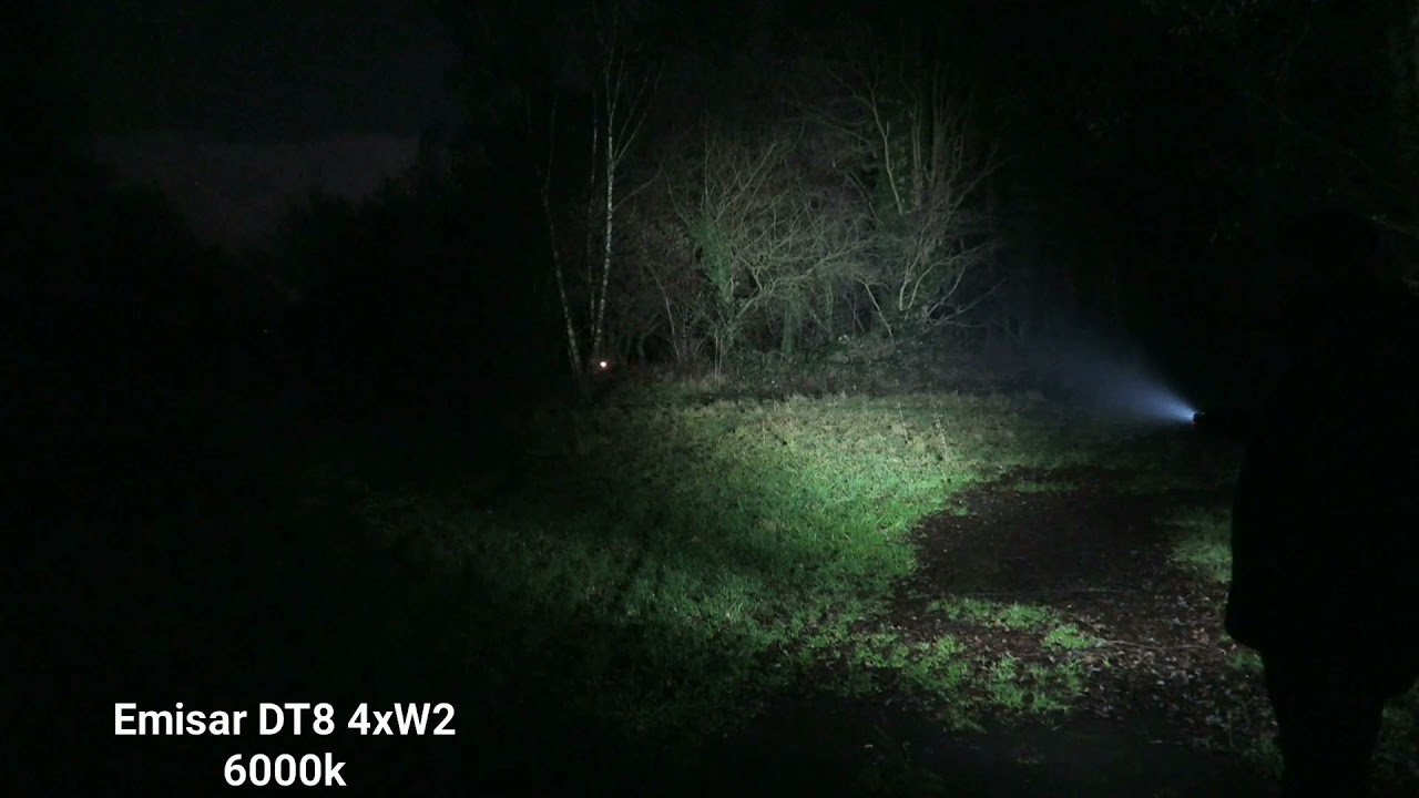 Emisar DT8  4xLH351D 5000K 90CRI+4xW1 6000K-DT8 4xSST20 4000K 95CRI+4xW2 6000k Beamshot comparison