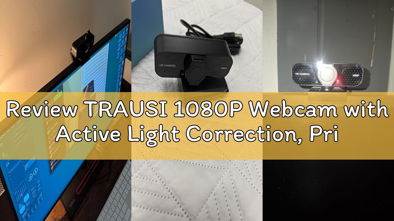 Review TRAUSI 1080P Webcam with Active Light Correction, Privacy Cover, Plug and Play USB Webcam for