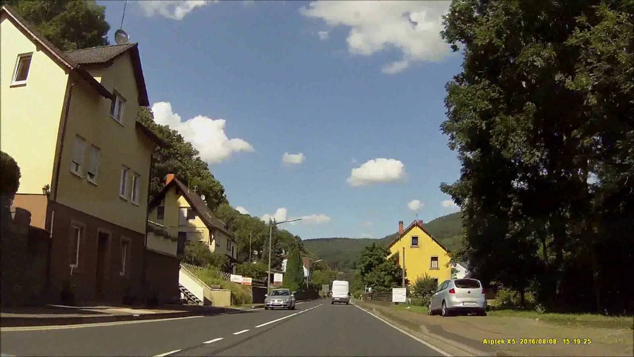 Ortsdurchfahrt im fränkischen Odenwald/MIL (B469): Weilbach (Süd rein, Nord raus)