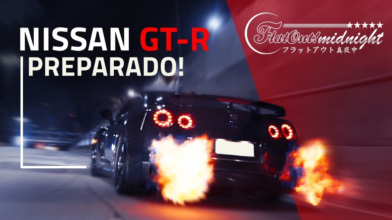 Nissan GT-R preparado: backfire e chamas insanas nos túneis – aumente o volume | FlatOut Midnight