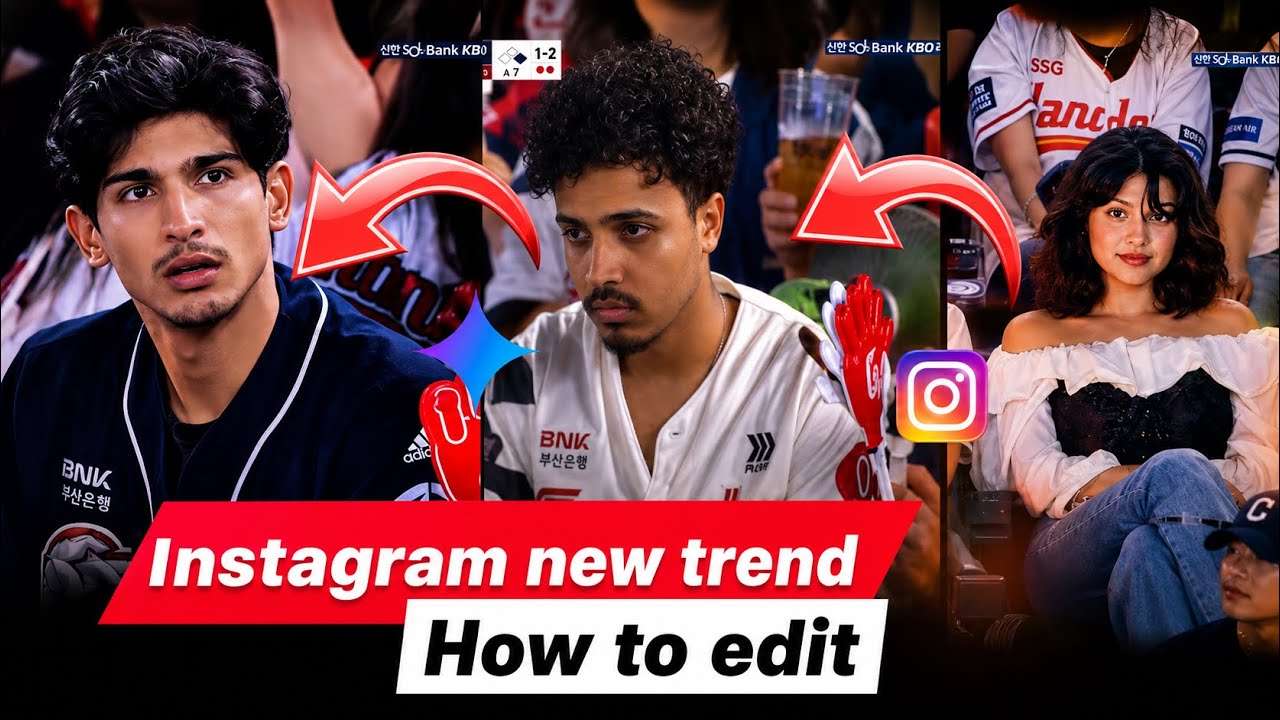 Korean baseball live broadcast ai video editing tutorial | Instagram new trend