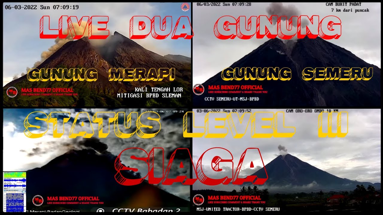 LIVE DUA GUNUNG MERAPI DAN SEMERU Level III SIAGA