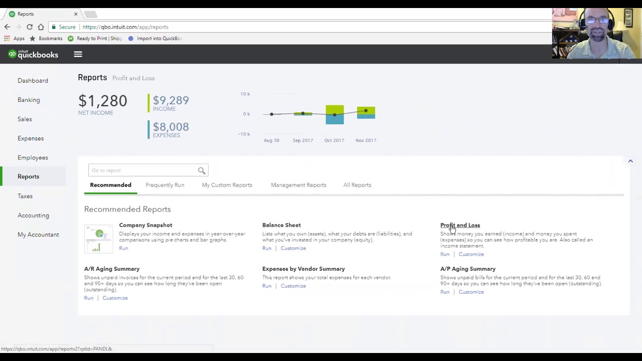 Как сформировать отчет о прибылях и убытках и балансовый отчет в QuickBooks Online